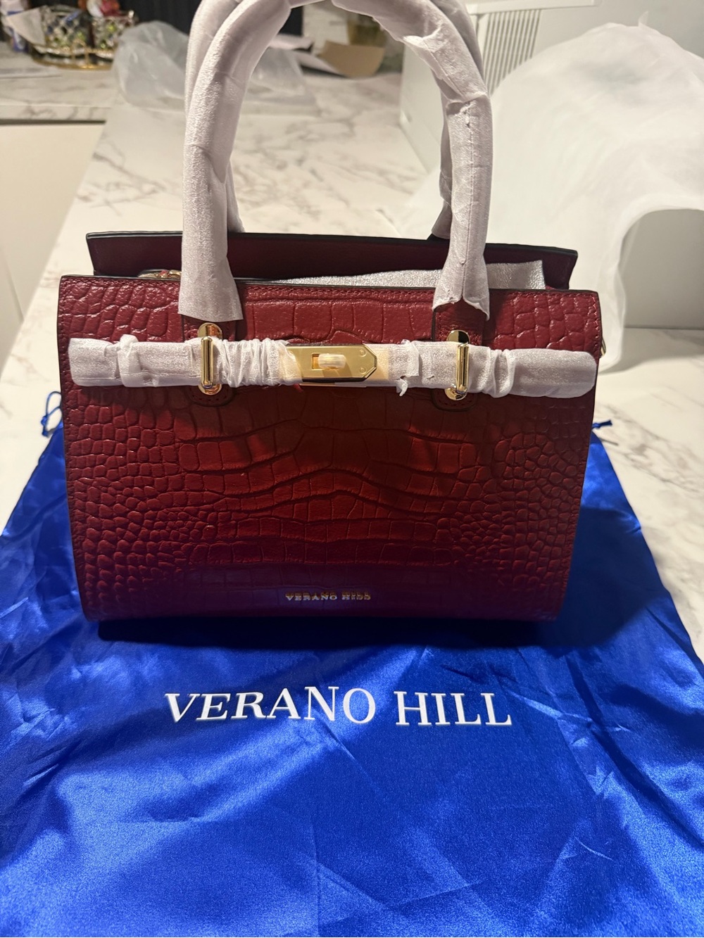 VERANO HILL Marseille handbag leather/Burgundy/brand new